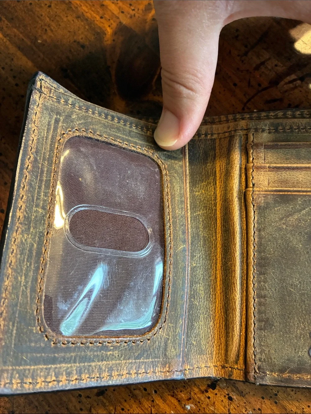 Twisted X Brown Leather Bifold Wallet with Turquoise Cross Stitch Accent